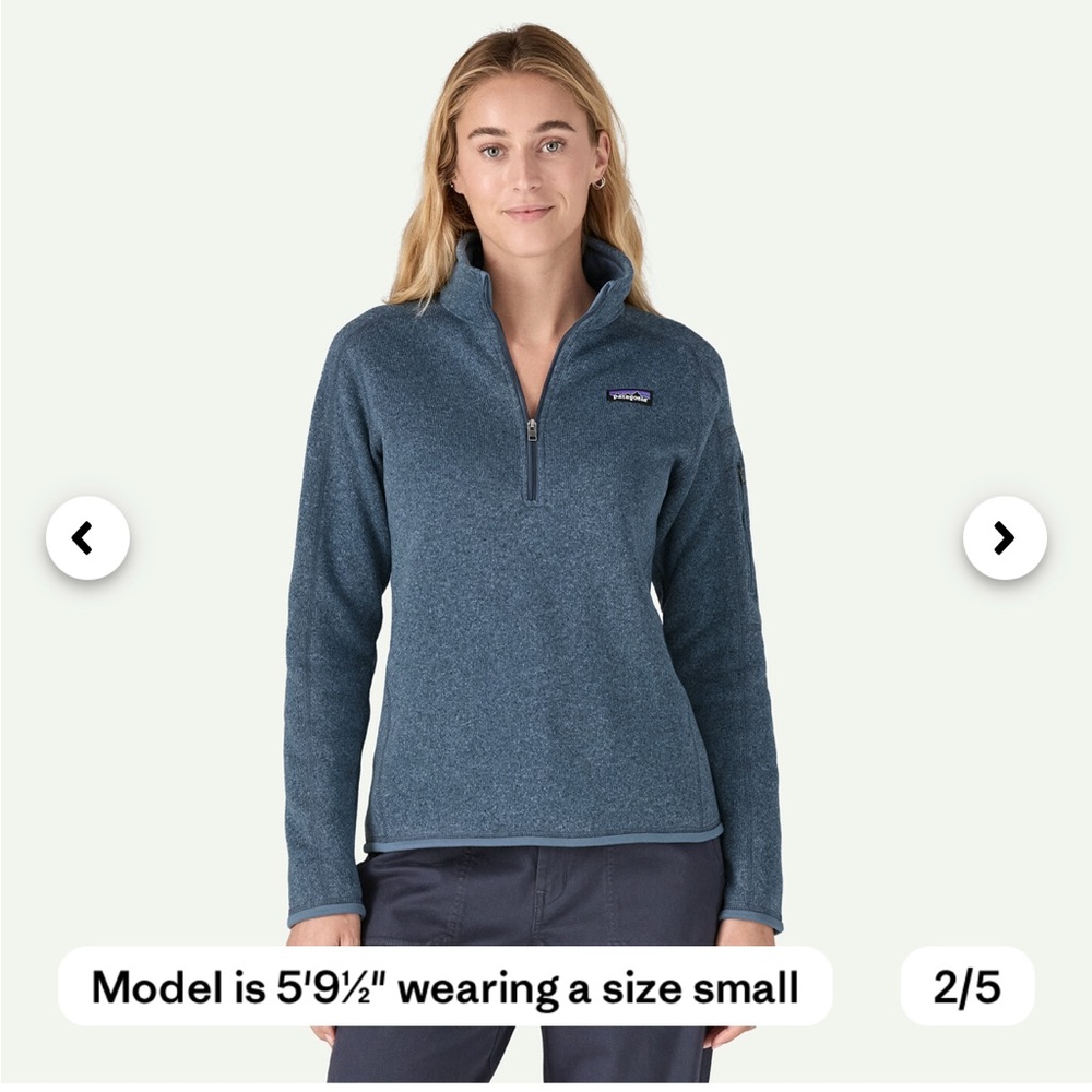 Patagonia Better Sweater 1/4 zip in blue, women’s medium